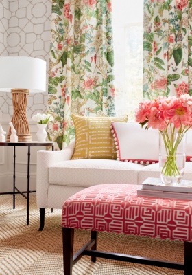 Thibaut Hill Garden Linen In Blue & White